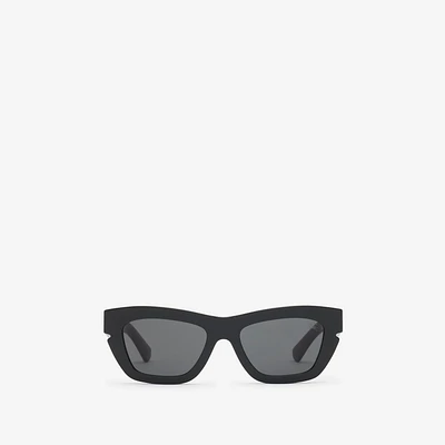 Inlaid Check Cat-eye Sunglasses​ in Black - Women | Burberry® Official