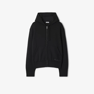 Wool Blend Zip Hoodie in Black - Women | Burberry® Official