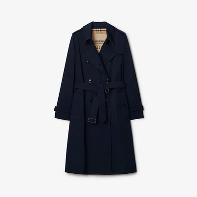 Long Kensington Heritage Trench Coat in Coal blue - Women, Cotton Gabardine | Burberry® Official