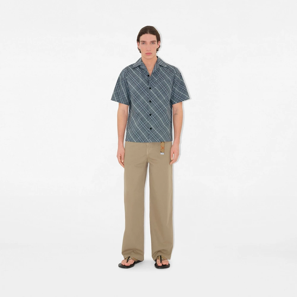 Relaxed Fit Check Cotton Shirt in Pewter - Men | Burberry® Official