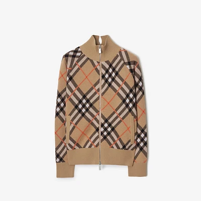 Check Wool Mohair Blend Jacket in Sand - Women, Nylon | Burberry® Official