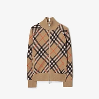 Check Wool Mohair Blend Jacket in Sand - Women, Nylon | Burberry® Official