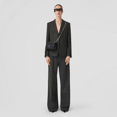Wool Tailored Jacket Dark Grey Melange - Women | Burberry® Official