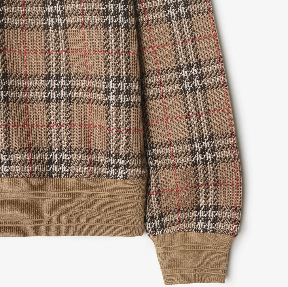 Check Cotton Blend Sweater in Nut - Men | Burberry® Official