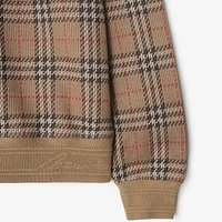 Check Cotton Blend Sweater in Nut - Men | Burberry® Official