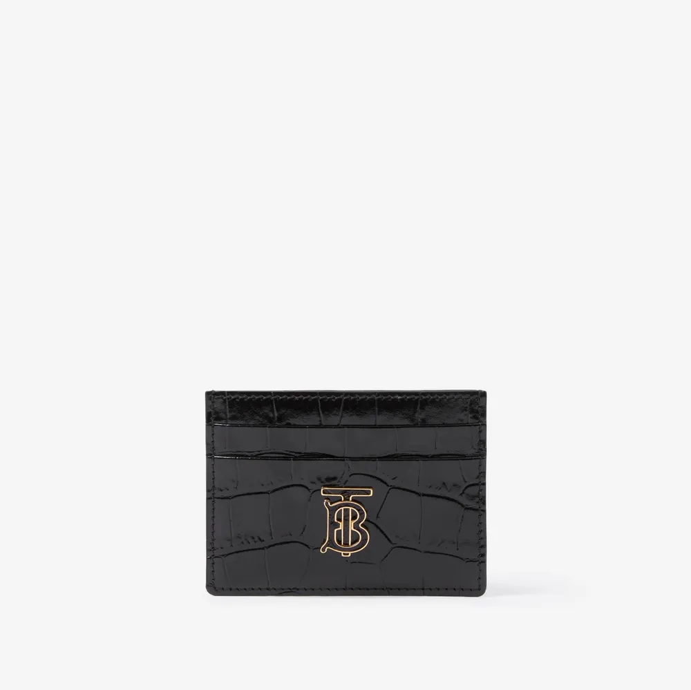 Burberry Logo-embossed Grained-leather Card Holder In Black