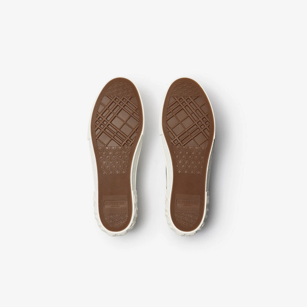 Check Nylon Blend Sneakers in Leaf - Men, Technical | Burberry® Official
