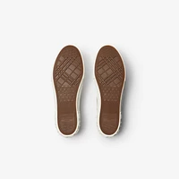 Check Nylon Blend Sneakers in Leaf - Men, Technical | Burberry® Official