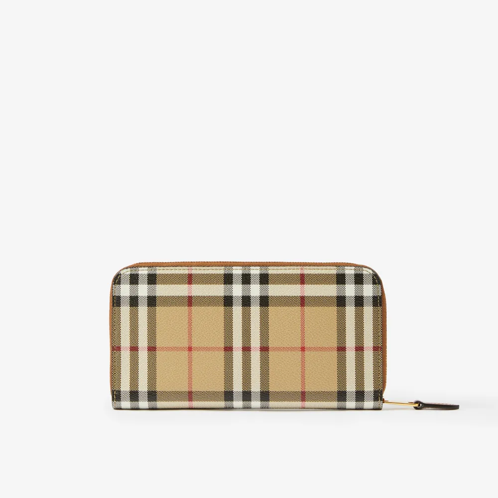 Check and Leather Continental Wallet in Archive Beige - Women | Burberry®  Official