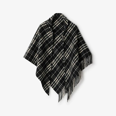 Check Wool Cashmere Cape in Black/calico | Burberry® Official