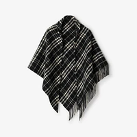 Check Wool Cashmere Cape in Black/calico | Burberry® Official