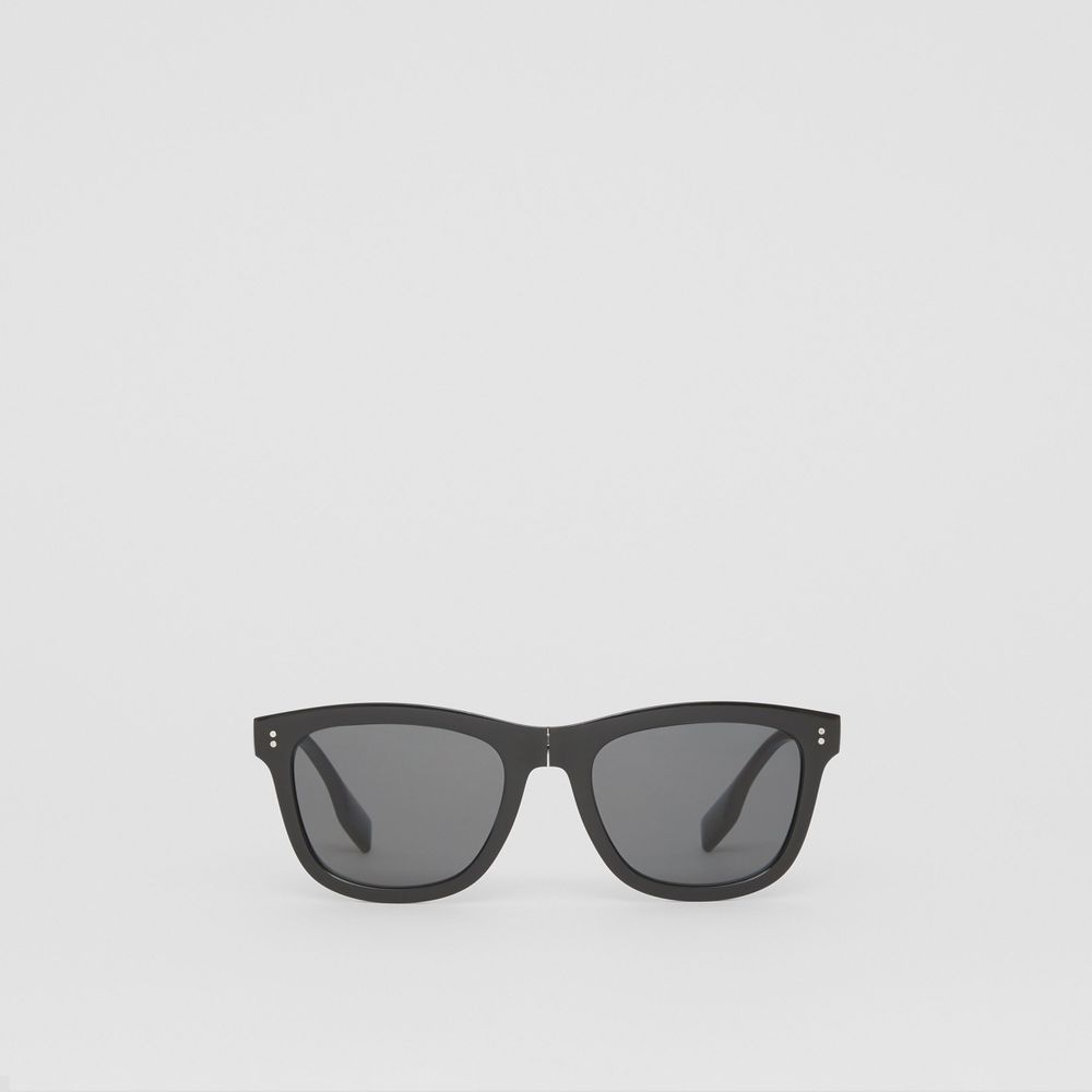 Logo Detail Square Frame Foldable Sunglasses in Black - Men | Burberry® Official