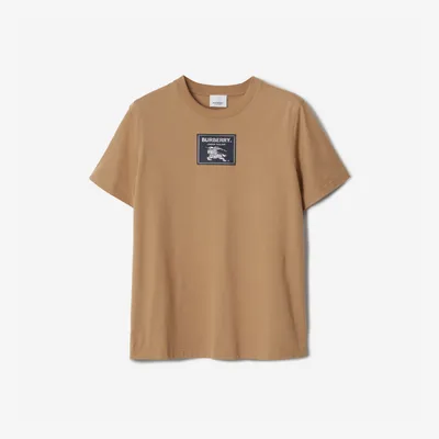 Logo Print Cotton T-shirt in Camel - Women | Burberry® Official