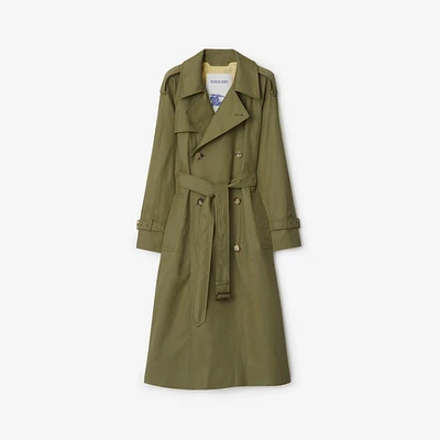 Long Highgrove Castleford Trench Coat in Wreath - Women, Cotton | Burberry® Official