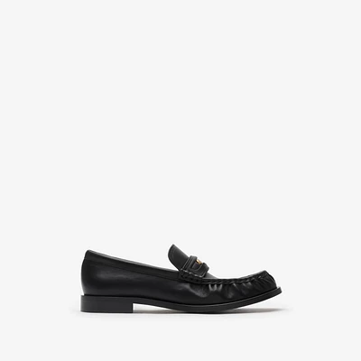 Leather Cadet Loafers in Black - Women | Burberry® Official