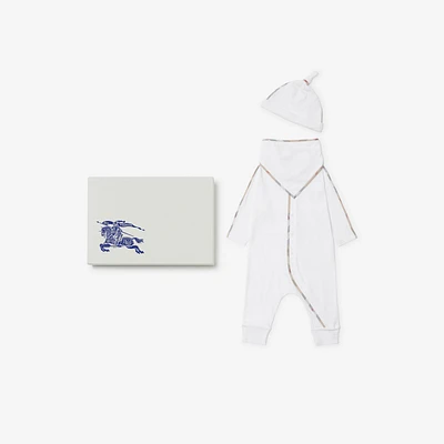 Stretch Cotton Three-piece Baby Gift Set in White - Children | Burberry® Official
