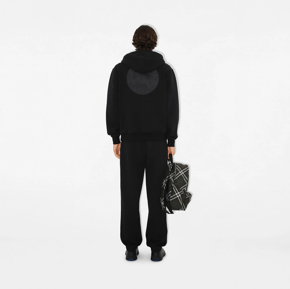 EKD Badge Cotton Zip Hoodie in Black - Men | Burberry® Official