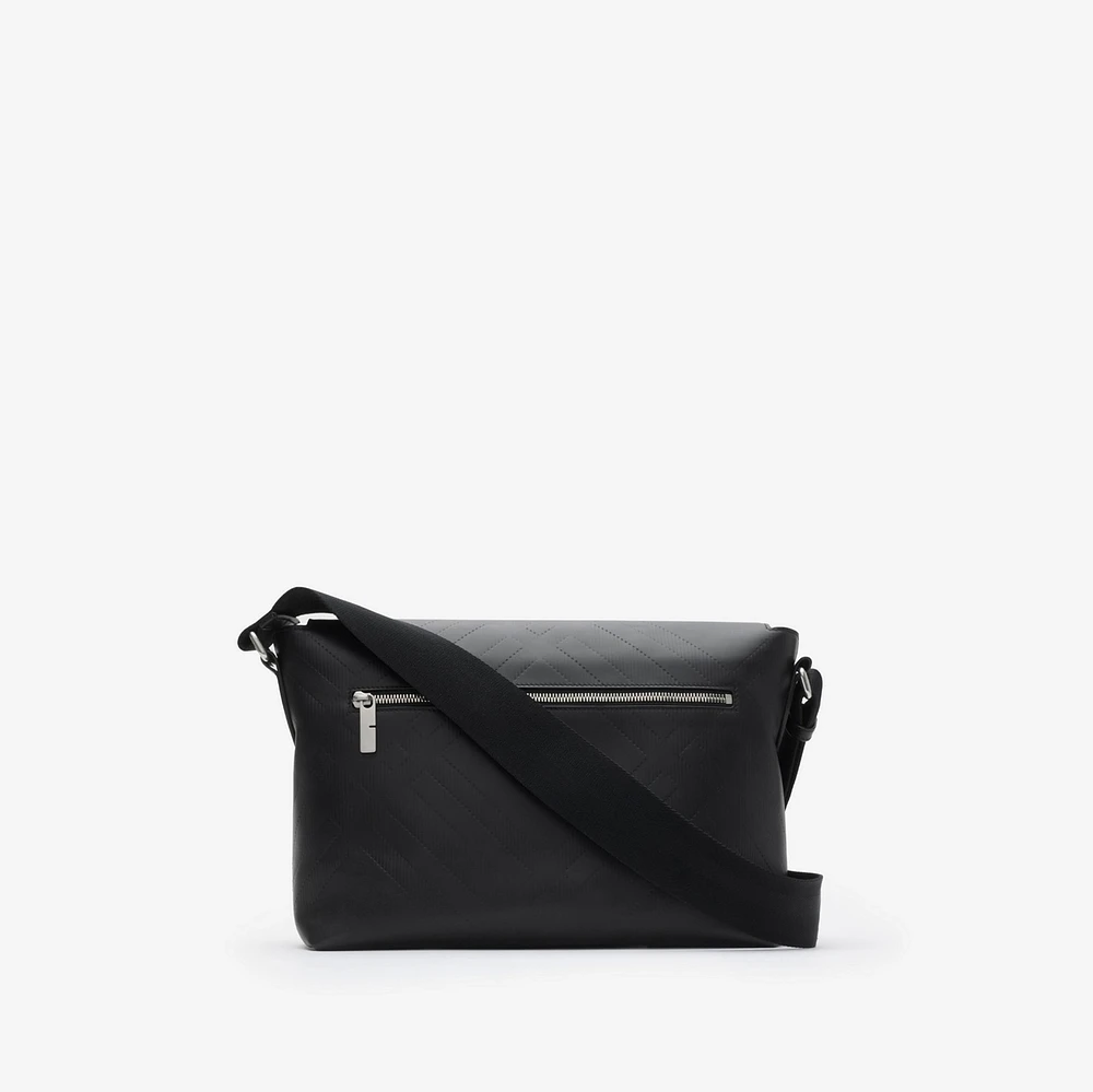 Embossed Check Buckled Messenger Bag​ in Black - Men, Leather | Burberry® Official
