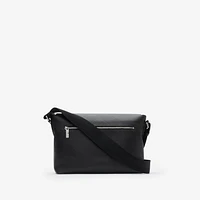 Embossed Check Buckled Messenger Bag​ in Black - Men, Leather | Burberry® Official