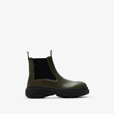 Leather Creeper Low Chelsea Boots in Loch - Women | Burberry® Official