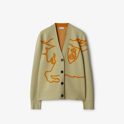 EKD Cotton Blend Cardigan in Hunter/pumpkin - Women | Burberry® Official