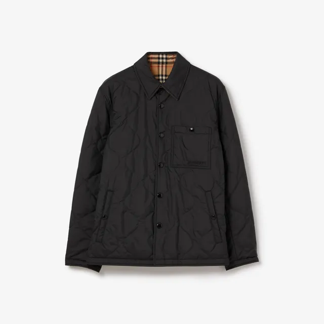 Check Thermoregulated Reversible Overshirt Black | Burberry® Official