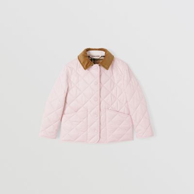 Corduroy Collar Diamond Quilted Jacket Alabaster Pink | Burberry® Official