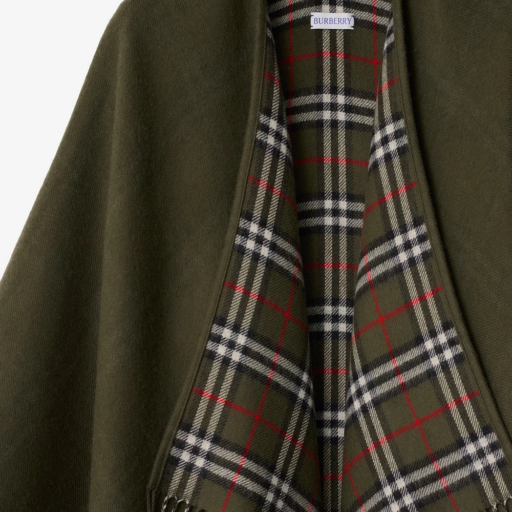 Reversible Check Wool Cape in Loch | Burberry® Official