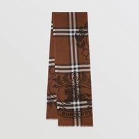 Montage Print Wool Silk Scarf in Dark Birch Brown | Burberry® Official