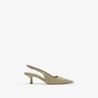 Leather Chisel Slingback Pumps in Field - Women | Burberry® Official