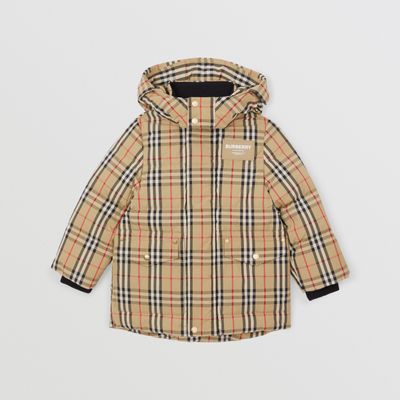 Vintage Check Nylon Hooded Puffer Coat Archive Beige | Burberry® Official