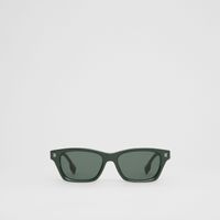 Logo Detail Rectangular Frame Sunglasses in Green - Men | Burberry® Official