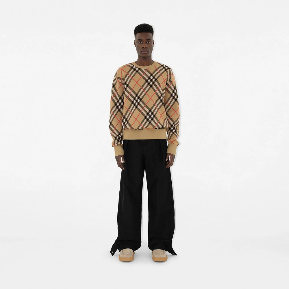 Check Wool Blend Sweater in Sand - Men, Mohair, Nylon | Burberry® Official