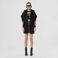 Embroidered EKD Wool Cashmere Hooded Cape in