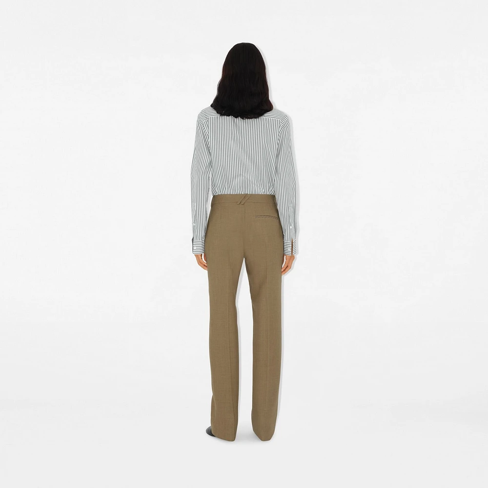 Wool Tailored Trousers in Linden/mountain - Women | Burberry® Official