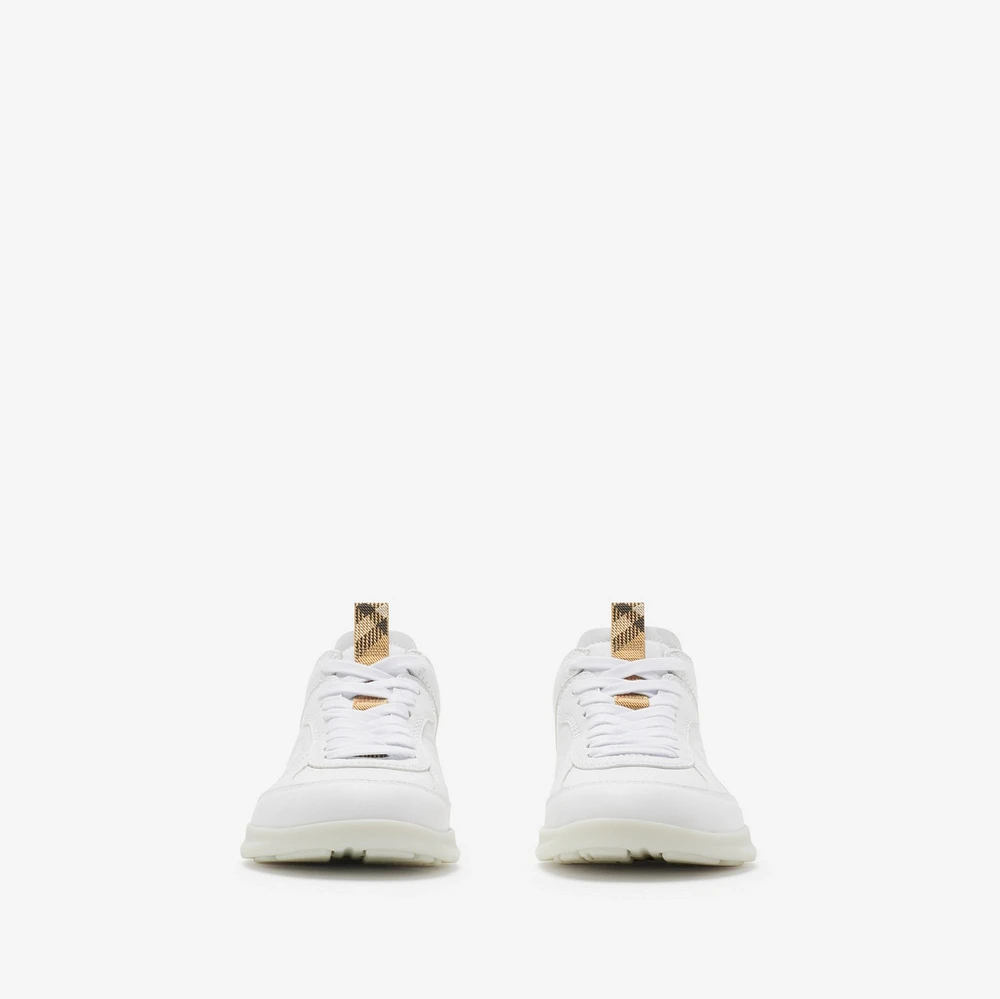 Leather Matrix Sneakers in Optic white - Men | Burberry® Official