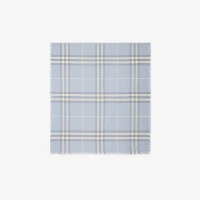 Wide Check Wool Scarf in Mist | Burberry® Official