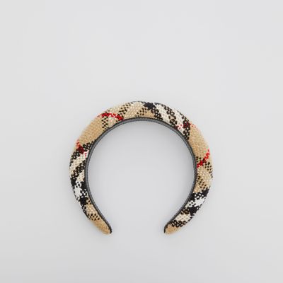 Vintage Check Bouclé Hairband in Archive Beige | Burberry® Official