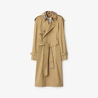 Long Detachable Collar Gabardine Trench Coat in Flax - Women, Cotton | Burberry® Official