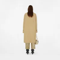 Long Cotton Blend Car Coat in Flax - Women, Cotton Gabardine | Burberry® Official