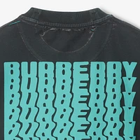 Warped Logo Cotton T-shirt in Atom - Men | Burberry® Official