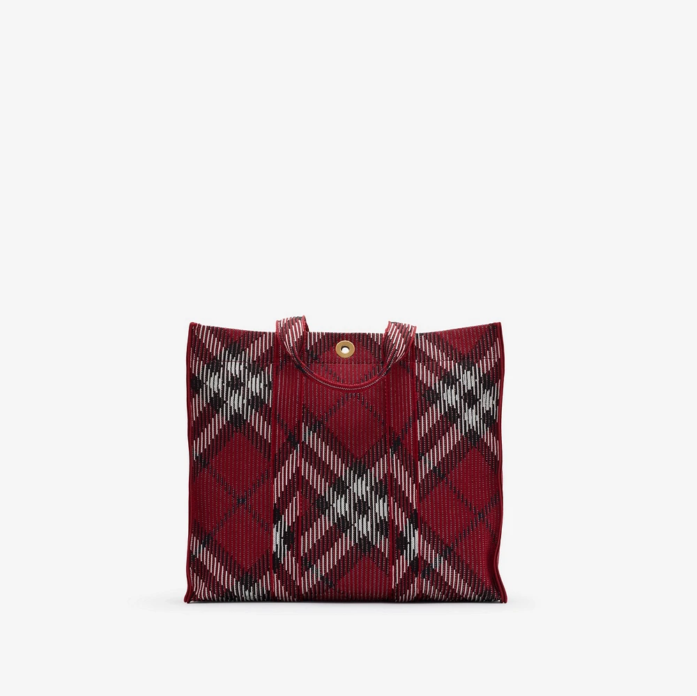 Medium Check Knitted Tote in Scarlet - Women | Burberry® Official