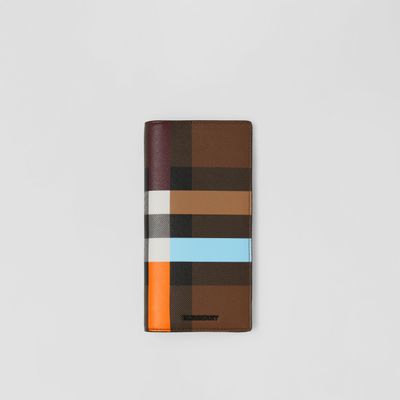 Colour Block Check Continental Wallet in Dark Birch Brown - Men | Burberry® Official