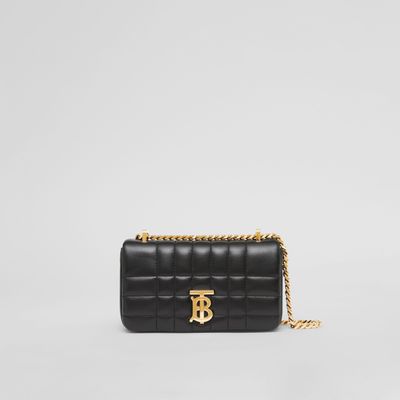 Quilted Leather Mini Lola Bag in Black