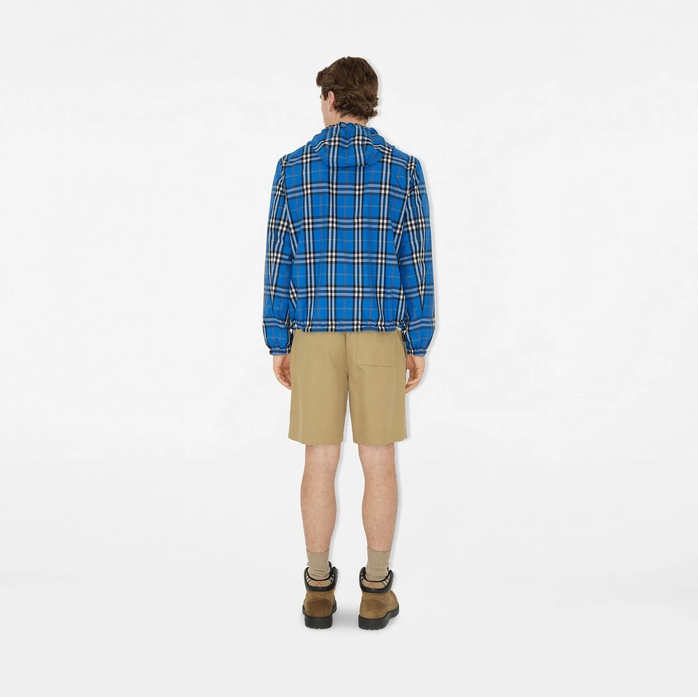 Reversible Check Hooded Jacket in Hyacinth blue - Men | Burberry® Official