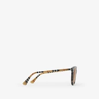 Tubular Check Round Sunglasses in Light sand - Women | Burberry® Official