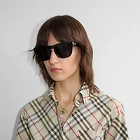 Check Square Sunglasses in Black/check | Burberry® Official