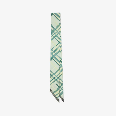 Skinny Reversible Check Silk Scarf in Breeze | Burberry® Official