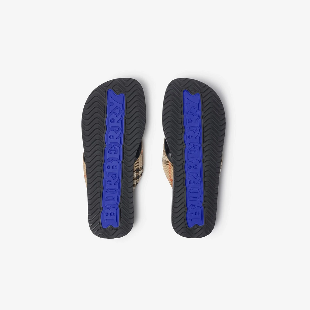 Check Pavilion Sandals​ in Sand - Men, Nylon | Burberry® Official