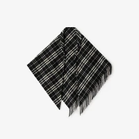 Check Wool Cashmere Cape in Black/calico | Burberry® Official
